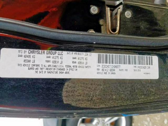 Photo 10 from auction – 2012 DODGE CHARGER R/ with VIN 2C3CDXDT1CH306577