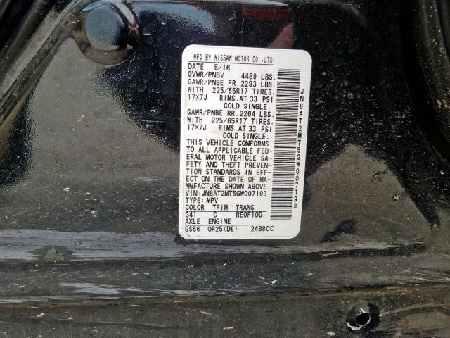 Photo 10 from auction – 2016 NISSAN ROGUE S with VIN JN8AT2MT5GW007193