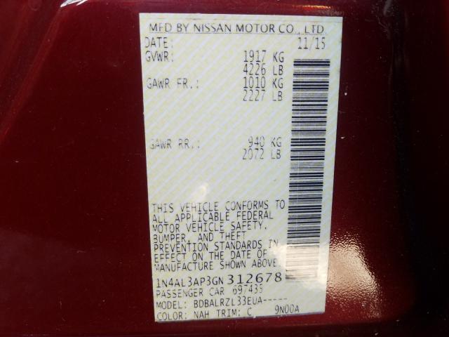 Photo 10 from auction – 2016 NISSAN ALTIMA 2.5 with VIN 1N4AL3AP3GN312678