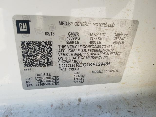 Photo 10 from auction – 2019 CHEVROLET SILVERADO with VIN 1GC1KREG1KF129485