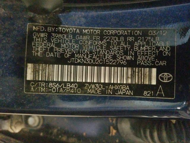 Photo 10 from auction – 2012 TOYOTA PRIUS with VIN JTDKN3DU2C1522796