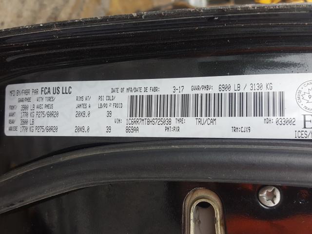 Photo 10 from auction – 2017 RAM 1500 SPORT with VIN 1C6RR7MT8HS725038