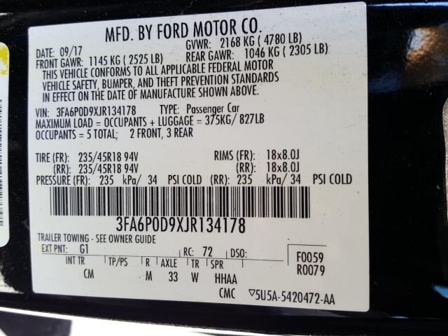 Photo 10 from auction – 2018 FORD FUSION TIT with VIN 3FA6P0D9XJR134178