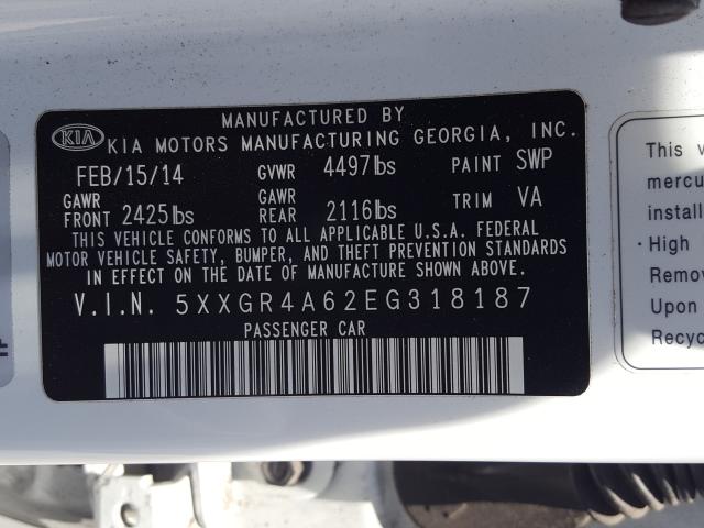 Photo 10 from auction – 2014 KIA OPTIMA SX with VIN 5XXGR4A62EG318187