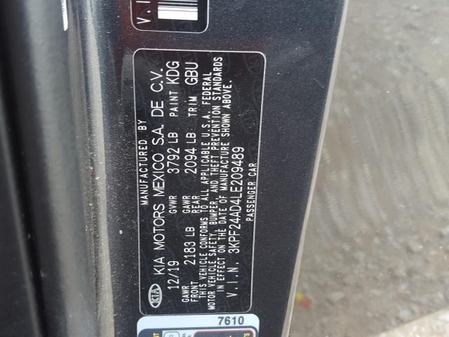 Photo 10 from auction – 2020 KIA FORTE FE with VIN 3KPF24AD4LE209489