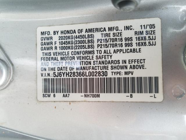 Photo 10 from auction – 2006 HONDA ELEMENT LX with VIN 5J6YH28366L002830