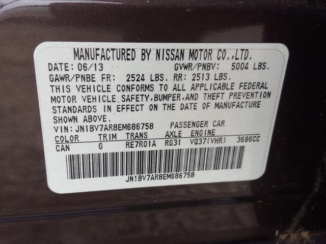 Photo 10 from auction – 2014 INFINITI Q50 BASE with VIN JN1BV7AR8EM686758