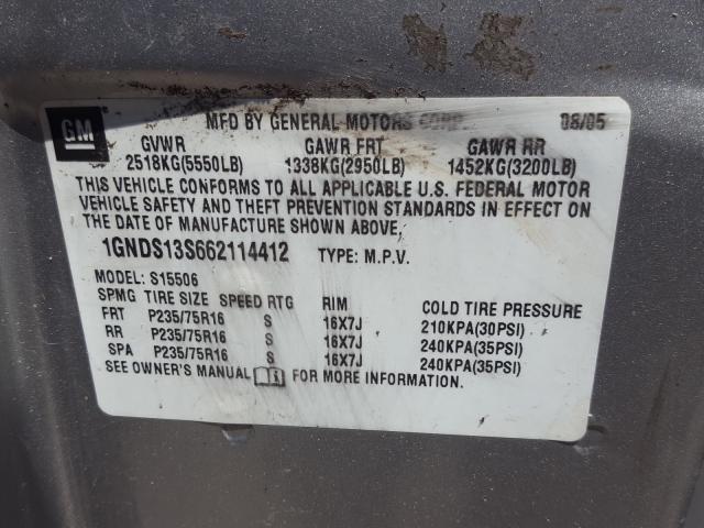 Photo 10 from auction – 2006 CHEVROLET TRAILBLAZE with VIN 1GNDS13S662114412