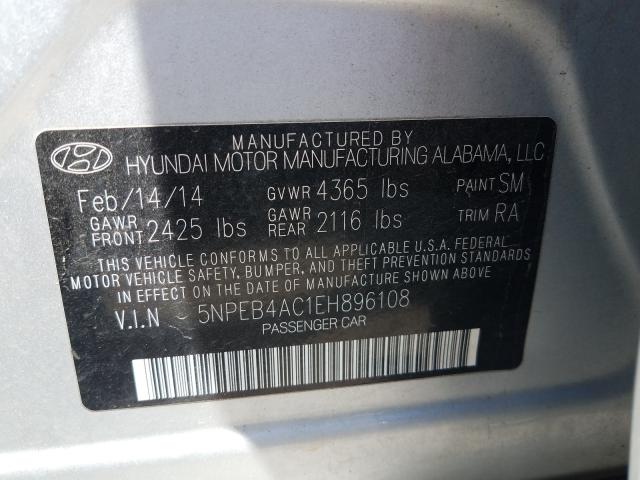 Photo 10 from auction – 2014 HYUNDAI SONATA GLS with VIN 5NPEB4AC1EH896108