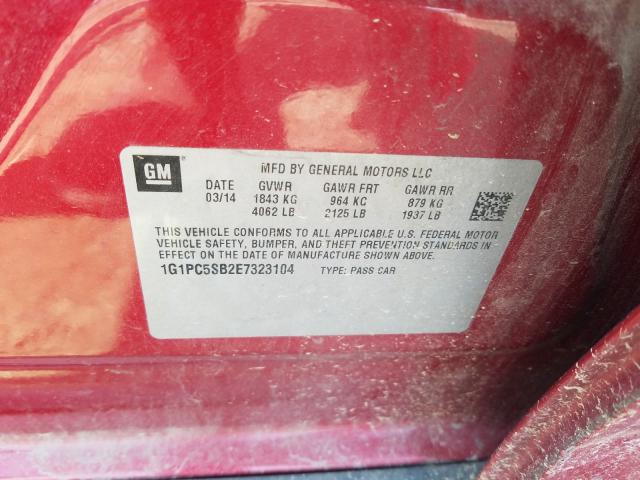 Photo 10 from auction – 2014 CHEVROLET CRUZE LT with VIN 1G1PC5SB2E7323104