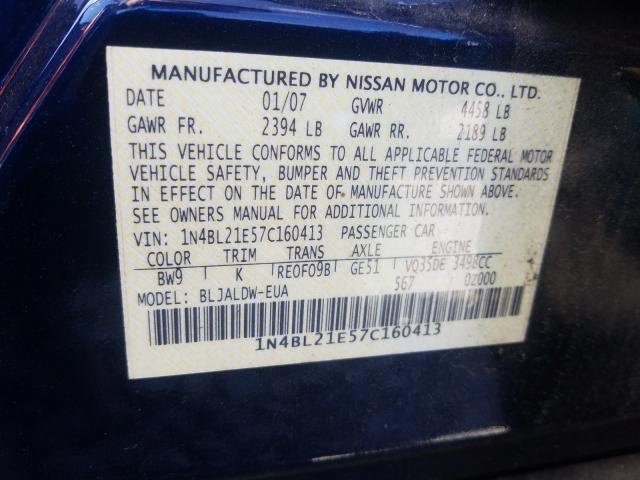 Photo 10 from auction – 2007 NISSAN ALTIMA 3.5 with VIN 1N4BL21E57C160413