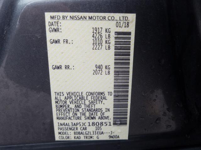 Photo 10 from auction – 2018 NISSAN ALTIMA 2.5 with VIN 1N4AL3AP5JC180851