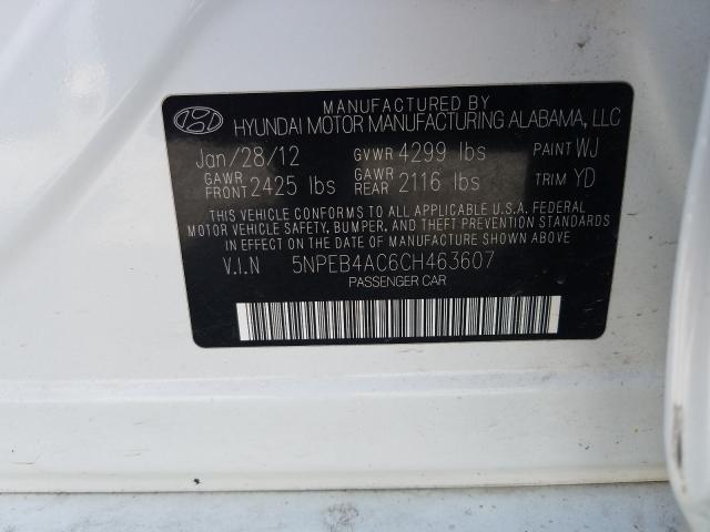 Photo 10 from auction – 2012 HYUNDAI SONATA GLS with VIN 5NPEB4AC6CH463607