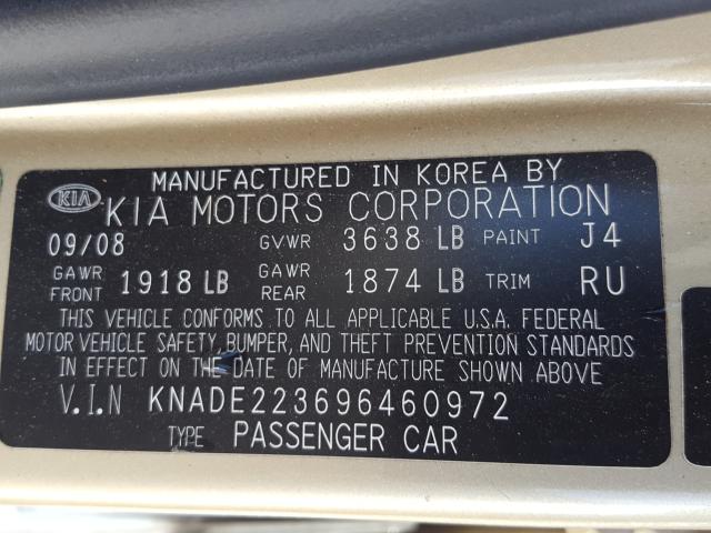 Photo 10 from auction – 2009 KIA RIO BASE with VIN KNADE223696460972
