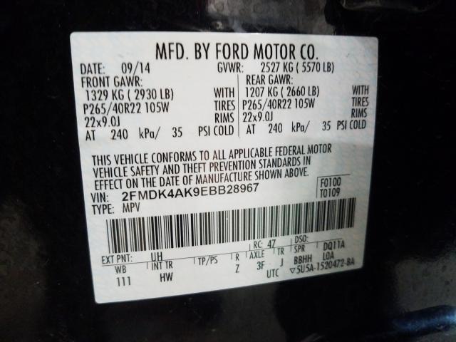 Photo 10 from auction – 2014 FORD EDGE SPORT with VIN 2FMDK4AK9EBB28967