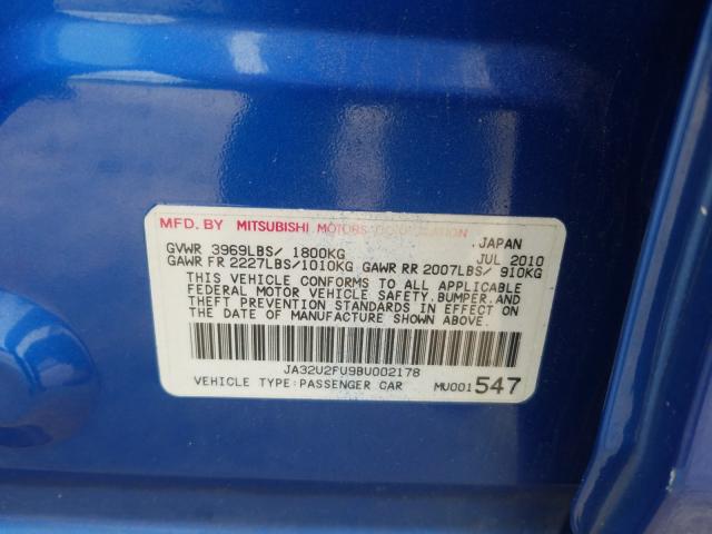 Photo 10 from auction – 2011 MITSUBISHI LANCER ES/ with VIN JA32U2FU9BU002178
