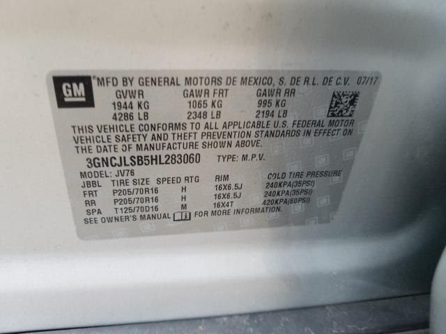 Photo 10 from auction – 2017 CHEVROLET TRAX 1LT with VIN 3GNCJLSB5HL283060