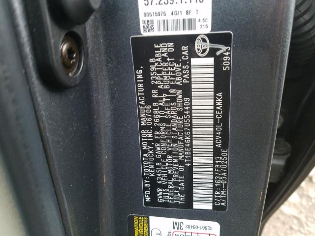 Photo 10 from auction – 2007 TOYOTA CAMRY CE with VIN 4T1BE46K67U554409
