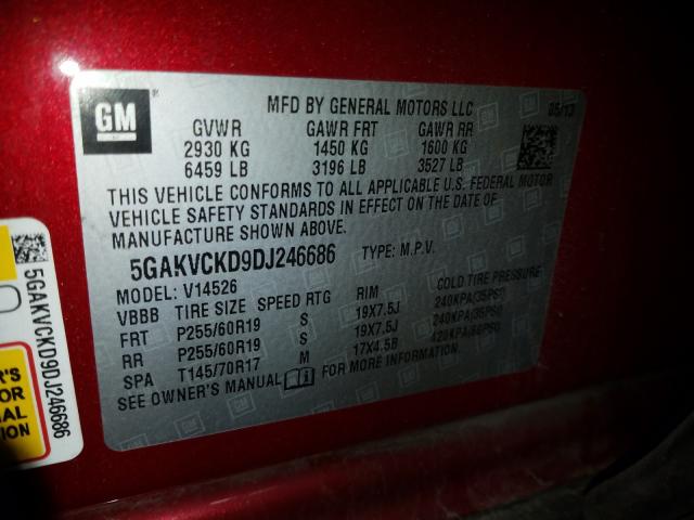 Photo 10 from auction – 2013 BUICK ENCLAVE with VIN 5GAKVCKD9DJ246686