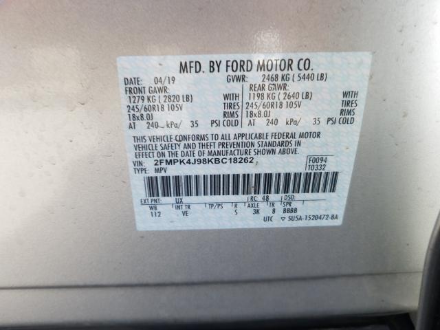 Photo 10 from auction – 2019 FORD EDGE SEL with VIN 2FMPK4J98KBC18262