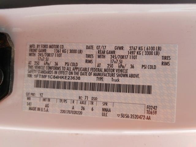 Photo 10 from auction – 2017 FORD F150 with VIN 1FTMF1C84HKE23638