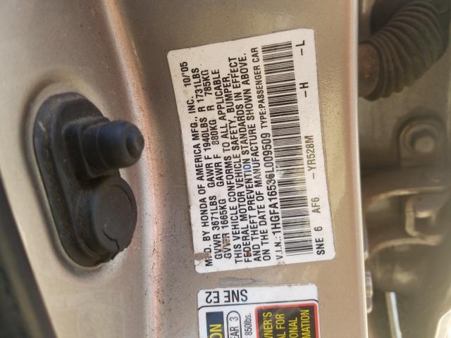 Photo 10 from auction – 2006 HONDA CIVIC with VIN 1HGFA16536L009509