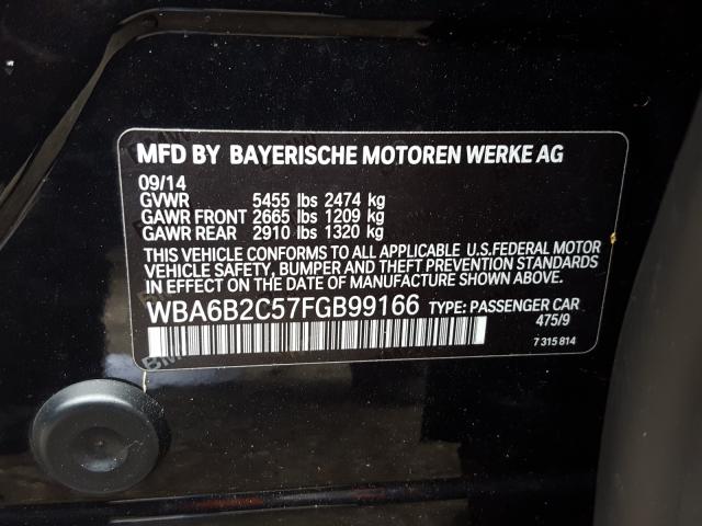 Photo 10 from auction – 2015 BMW 650 I GRAN with VIN WBA6B2C57FGB99166