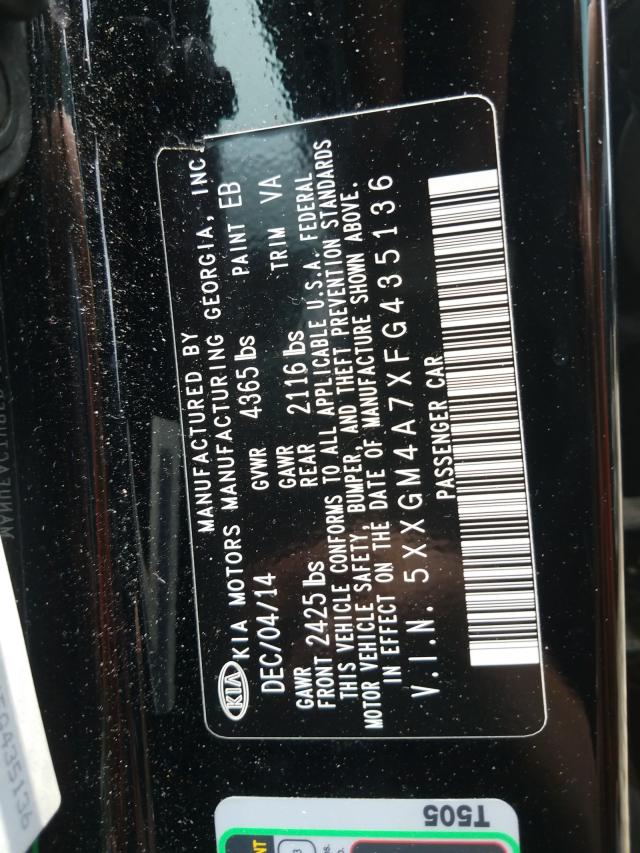 Photo 10 from auction – 2015 KIA OPTIMA LX with VIN 5XXGM4A7XFG435136