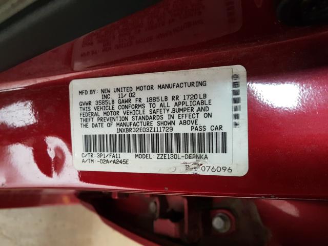 Photo 10 from auction – 2003 TOYOTA COROLLA CE with VIN 1NXBR32E03Z111729