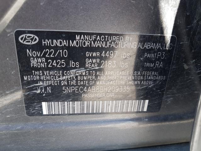 Photo 10 from auction – 2011 HYUNDAI SONATA SE with VIN 5NPEC4AB8BH209335