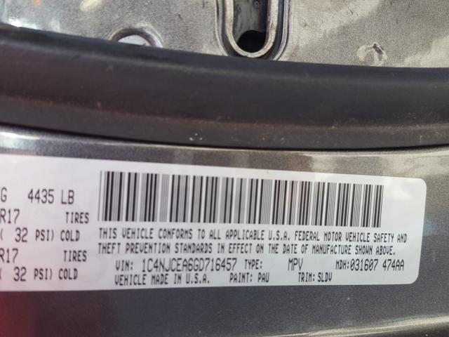 Photo 10 from auction – 2016 JEEP COMPASS LA with VIN 1C4NJCEA6GD716457