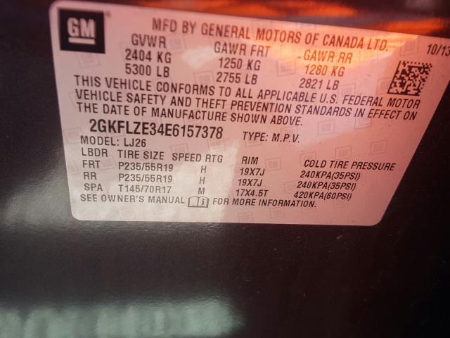 Photo 10 from auction – 2014 GMC TERRAIN DE with VIN 2GKFLZE34E6157378
