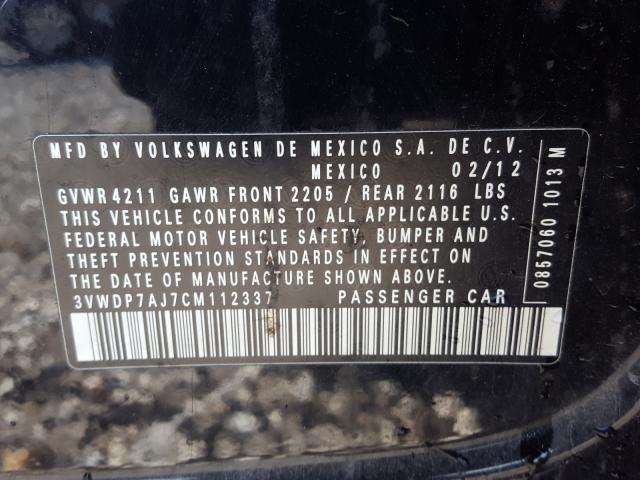 Photo 10 from auction – 2012 VOLKSWAGEN JETTA SE with VIN 3VWDP7AJ7CM112337