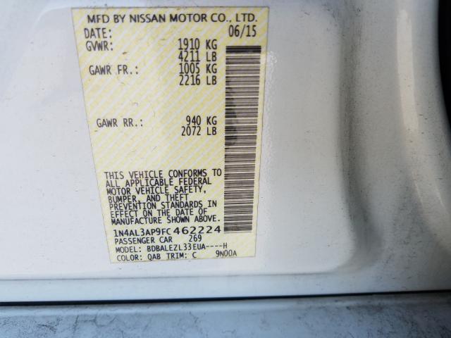 Photo 10 from auction – 2015 NISSAN ALTIMA 2.5 with VIN 1N4AL3AP9FC462224
