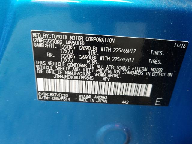 Photo 10 from auction – 2017 TOYOTA RAV4 HV LE with VIN JTMRJREV0HD089845