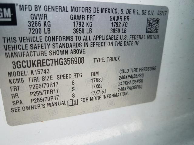 Photo 10 from auction – 2017 CHEVROLET SILVERADO with VIN 3GCUKREC7HG356908