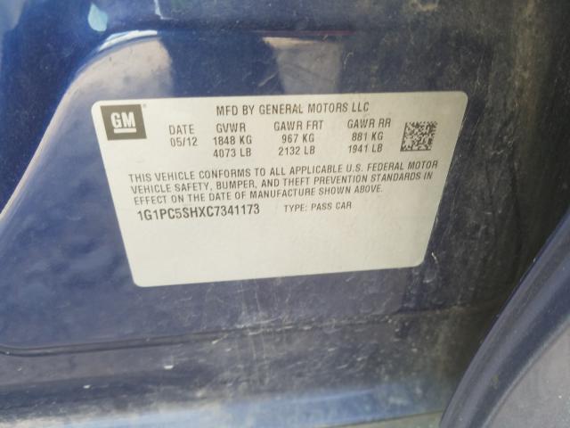 Photo 10 from auction – 2012 CHEVROLET CRUZE LS with VIN 1G1PC5SHXC7341173