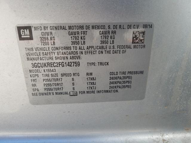 Photo 10 from auction – 2015 CHEVROLET SILVERADO with VIN 3GCUKREC2FG142759