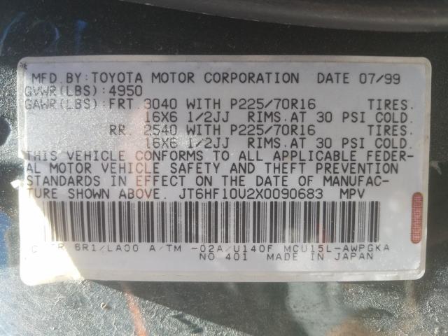 Photo 10 from auction – 1999 LEXUS RX 300 with VIN JT6HF10U2X0090683