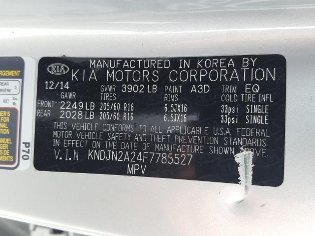 Photo 10 from auction – 2015 KIA SOUL with VIN KNDJN2A24F7785527