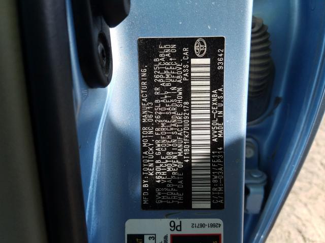 Photo 10 from auction – 2013 TOYOTA CAMRY HYBR with VIN 4T1BD1FK7DU092178