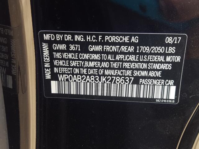 Photo 10 from auction – 2018 PORSCHE CAYMAN S with VIN WP0AB2A83JK278637