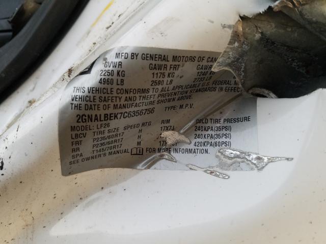 Photo 10 from auction – 2012 CHEVROLET EQUINOX LS with VIN 2GNALBEK7C6356756