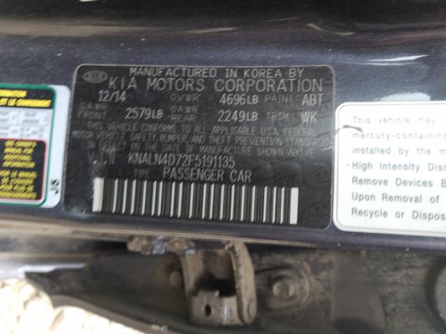Photo 10 from auction – 2015 KIA CADENZA PR with VIN KNALN4D72F5191135