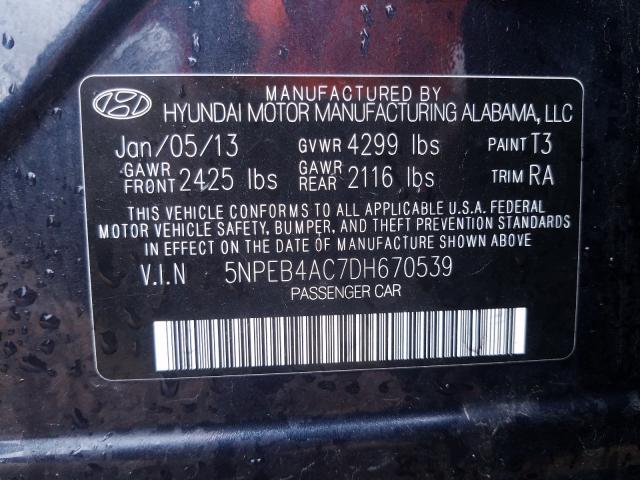 Photo 10 from auction – 2013 HYUNDAI SONATA GLS with VIN 5NPEB4AC7DH670539