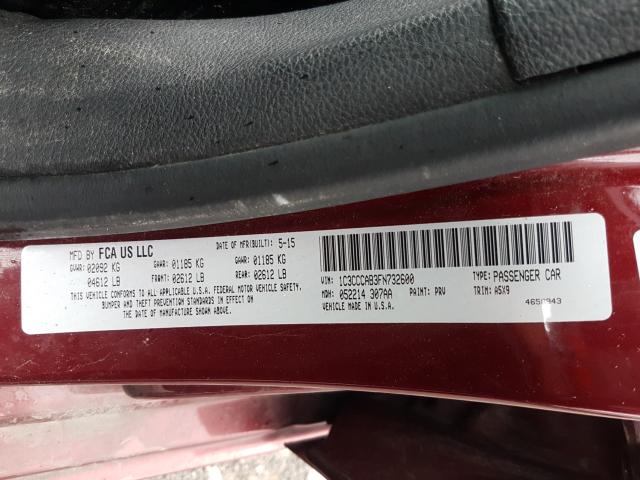 Photo 10 from auction – 2015 CHRYSLER 200 LIMITE with VIN 1C3CCCAB3FN732600