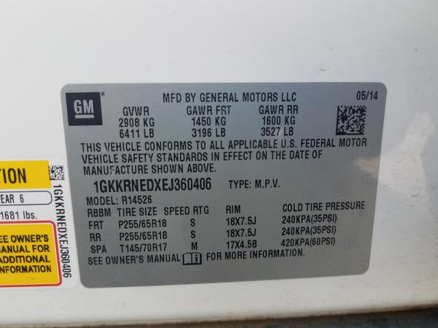 Photo 10 from auction – 2014 GMC ACADIA SLE with VIN 1GKKRNEDXEJ360406