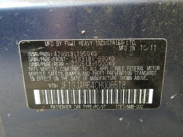 Photo 10 from auction – 2012 SUBARU IMPREZA LI with VIN JF1GJAH64CH006518