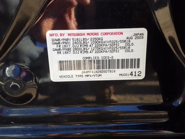 Photo 10 from auction – 2009 MITSUBISHI OUTLANDER with VIN JA4MT41X29Z607919