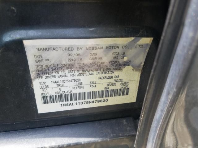 Photo 10 from auction – 2005 NISSAN ALTIMA S with VIN 1N4AL11D75N479620